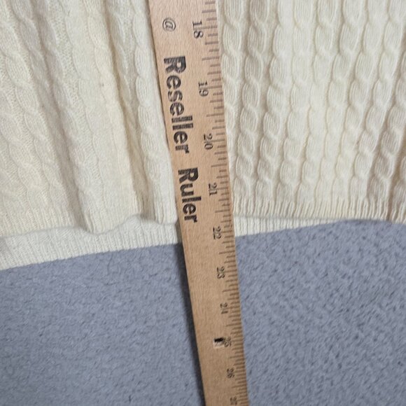 Ann Taylor Sweater Size Small Yellow V-Neck 3D Cable Knit Y2K Soft Girl Cashmere - Picture 7 of 10